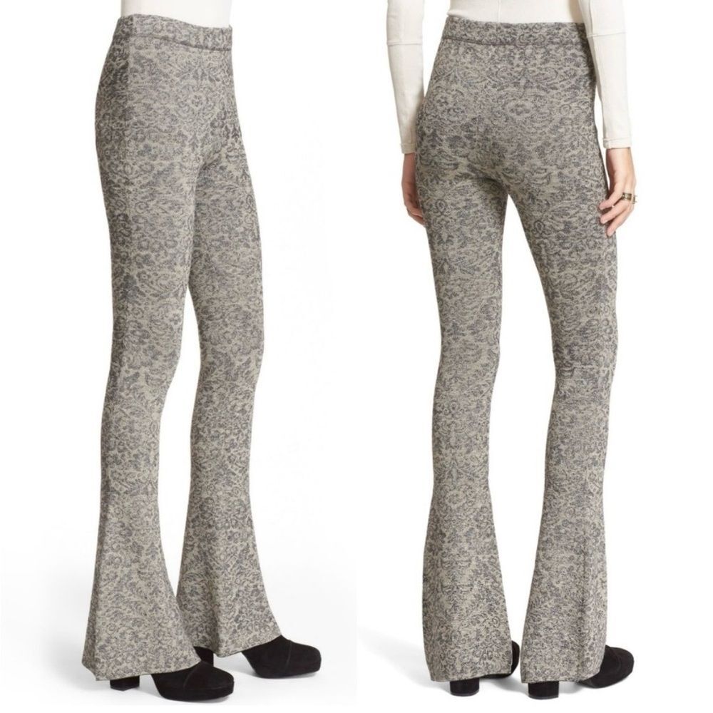 FREE PEOPLE metallic sweater knit flare boho pant size xs